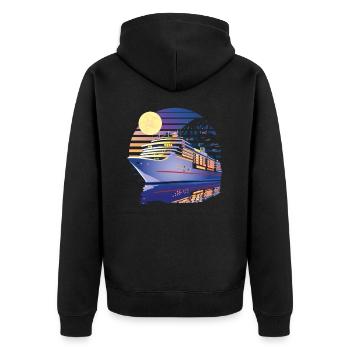 Kreuzfahrtschiff Retro Vintage Sunset Cruising Cruise - Unisex Premium Bio Zip Hoodie - Schwarz - Hinten - Nico (187cm)