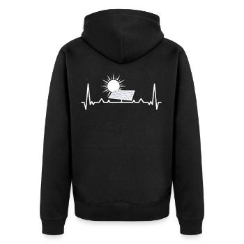 Solar heartbeat renewable energy electricity poison - Unisex Premium Organic Zip Hoodie - black - Back - Nico (187cm)