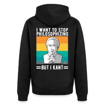 Immanuel Kant Philosophie Studium Dozent Geschenk - Unisex Premium Bio Zip Hoodie - Schwarz - Hinten - Nico (187cm)