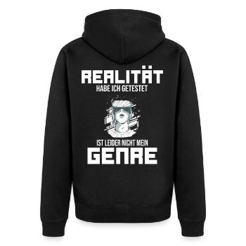 VR virtuelle Realität VR Brille Gamer Geschenk - Unisex Premium Bio Zip Hoodie - Schwarz - Hinten - Nico (187cm)