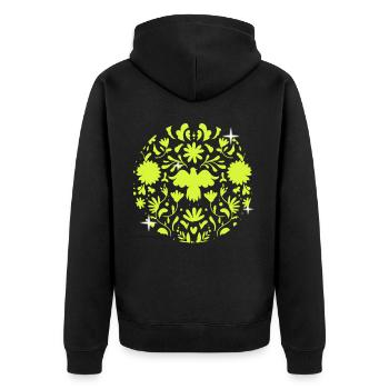 Floral Softball Baseball Pitcher Catcher Geschenk - Unisex Premium Bio Zip Hoodie - Schwarz - Hinten - Nico (187cm)