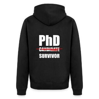 Phd Candidate Survivor Doktorand Promovierender - Unisex Premium Bio Zip Hoodie - Schwarz - Hinten - Nico (187cm)