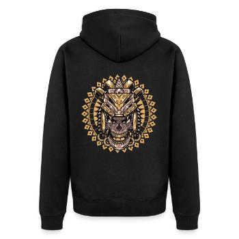 Crâne guerrier aztèque Culture maya Inca - Veste à capuche bio Premium Unisexe - noir - Dos - Nico (187cm)