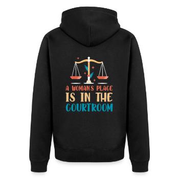 A Woman's Place Is In The Courtroom 3 - Unisex Premium Organic Zip Hoodie - black - Back - Nico (187cm)