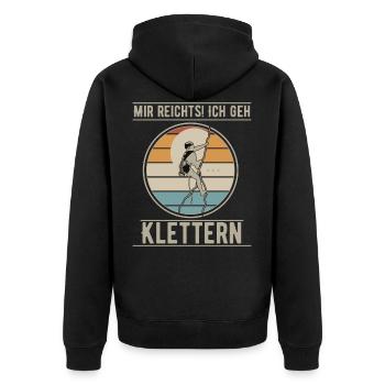 Klettern Kletterer Mir Reichts, ich geh Klettern - Unisex Premium Bio Zip Hoodie - Schwarz - Hinten - Nico (187cm)