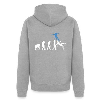 Skateboarder Evolution Skateboard Skateboarding - Unisex Premium Bio Zip Hoodie - Grau meliert - Hinten - Nico (187cm)