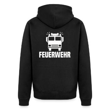 Feuerwehr Auto - Unisex Premium Bio Zip Hoodie - Schwarz - Hinten - Nico (187cm)