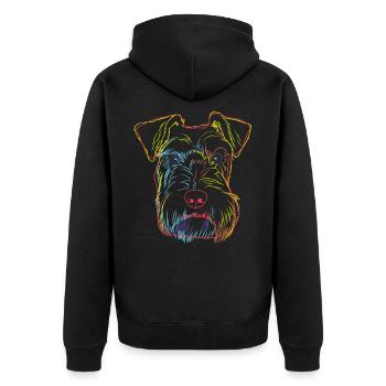 Bunte Schnauzer Hund - Unisex Premium Bio Zip Hoodie - Schwarz - Hinten - Nico (187cm)