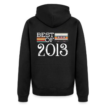 2013 Vintage 7 th Birthday Anniversary Gift - Unisex Premium Organic Zip Hoodie - black - Back - Nico (187cm)