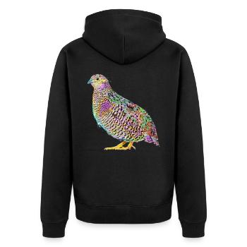 Splash Quails Bird - Unisex Premium Organic Zip Hoodie - black - Back - Nico (187cm)