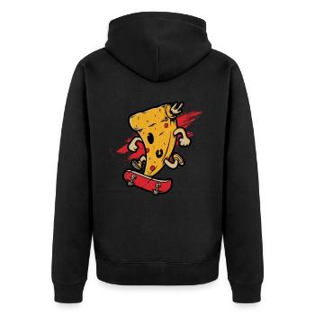Pizza Skater Skateboard Skateboarding Skate Gift - Unisex Premium Organic Zip Hoodie - black - Back - Nico (187cm)