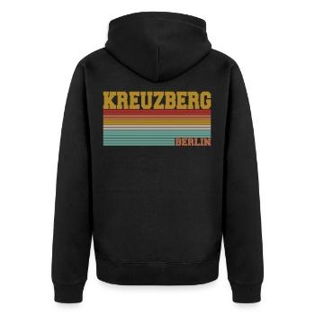 Berlin Kreuzberg - Unisex Premium Bio Zip Hoodie - Schwarz - Hinten - Nico (187cm)