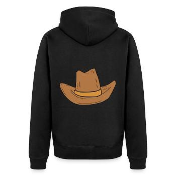 Cowboy Hut - Unisex Premium Bio Zip Hoodie - Schwarz - Hinten - Nico (187cm)