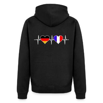 Deutschland Frankreich Herzschlag für Franzosen - Unisex Premium Bio Zip Hoodie - Schwarz - Hinten - Nico (187cm)