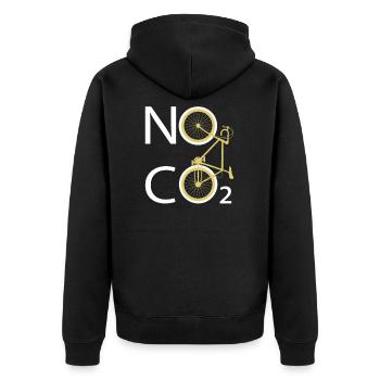 Fixie Fahrrad Rennrad Klimaschutz No Co2 - Unisex Premium Bio Zip Hoodie - Schwarz - Hinten - Nico (187cm)