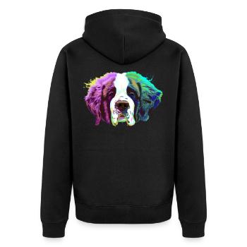 Splash Saint Bernard Dog - Unisex Premium Organic Zip Hoodie - black - Back - Nico (187cm)