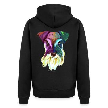 Splash Schnauzer Hund - Unisex Premium Bio Zip Hoodie - Schwarz - Hinten - Nico (187cm)