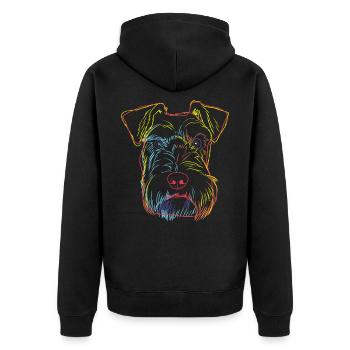 Bunte Schnauzer Hund - Unisex Premium Bio Zip Hoodie - Schwarz - Hinten - Nico (187cm)