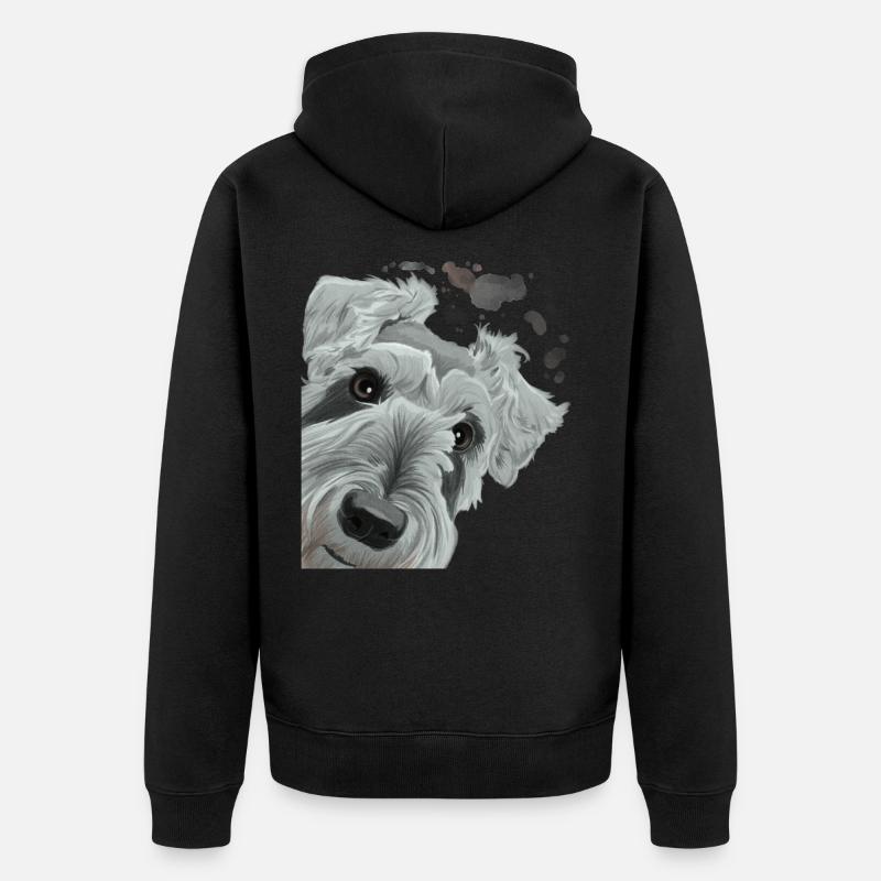 Neugieriger Schnauzer Hund - Unisex Premium Bio Zip Hoodie - Schwarz