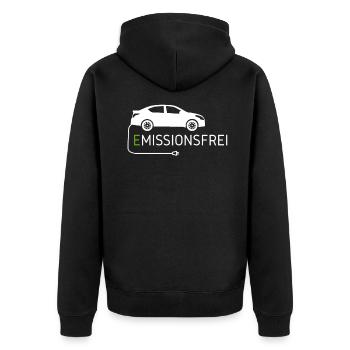 Emissionsfrei Elektro Auto - Unisex Premium Bio Zip Hoodie - Schwarz - Hinten - Nico (187cm)