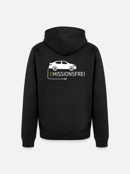Emissionsfrei Elektro Auto - Unisex Premium Bio Zip Hoodie - Schwarz