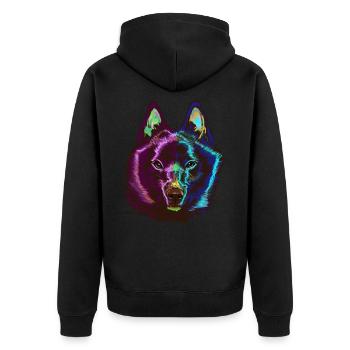 Splash Schipperke Dog - Unisex Premium Organic Zip Hoodie - black - Back - Nico (187cm)