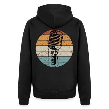 Mikrophon Microphone Vintage Musik Sänger Sängerin - Unisex Premium Bio Zip Hoodie - Schwarz - Hinten - Nico (187cm)