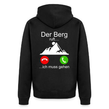 Der Berg ruft - Wandern Berge Klettern Spazieren - Unisex Premium Bio Zip Hoodie - Schwarz - Hinten - Nico (187cm)