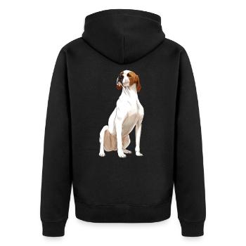 Chien d’anglais pointeur assis - Veste à capuche bio Premium Unisexe - noir - Dos - Nico (187cm)