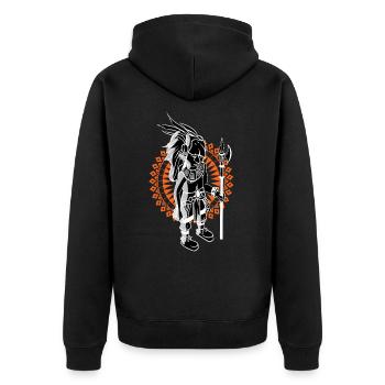 Aztec Man Warrior Maya Inca Eingeborene Zivilisation - Unisex Premium Bio Zip Hoodie - Schwarz - Hinten - Nico (187cm)