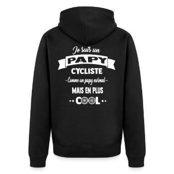 papy cycliste cool,vélo,cadeau,anniversaire,noël - Veste à capuche bio Premium Unisexe - noir - Dos - Nico (187cm)