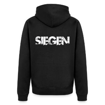 Siegen Skyline - Unisex Premium Bio Zip Hoodie - Schwarz - Hinten - Nico (187cm)