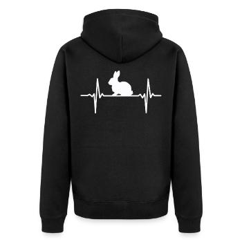 Hasen Hase Kaninchen Liebe Herzschlag Ekg Puls - Unisex Premium Bio Zip Hoodie - Schwarz - Hinten - Nico (187cm)