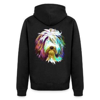 Splash Bearded Collie chien - Veste à capuche bio Premium Unisexe - noir - Dos - Nico (187cm)