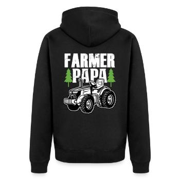 Bauer Papa Papa Vater Papa Traktor Farm Geschenk - Unisex Premium Bio Zip Hoodie - Schwarz - Hinten - Nico (187cm)