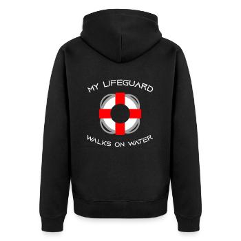 My Lifeguard Walks On Water 2 - Unisex Premium Bio Zip Hoodie - Schwarz - Hinten - Nico (187cm)