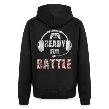 Gamer Gaming Gambling Gamer Ready For Battle - Unisex Premium Organic Zip Hoodie - black - Back - Nico (187cm)