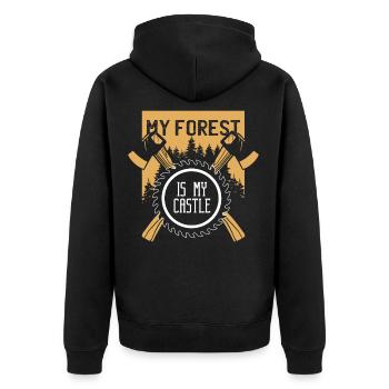 Ma forêt est ma hache de tronçonneuse de bûcheron de château - Veste à capuche bio Premium Unisexe - noir - Dos - Nico (187cm)