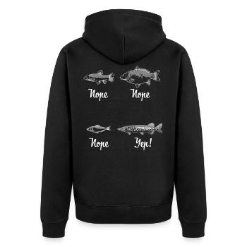Hechte Hecht Angler Nope Nope Yep Zu Hechten - Unisex Premium Bio Zip Hoodie - Schwarz - Hinten - Nico (187cm)