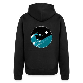 Vagues Yin Yang Lune Nuit Ocean Harmony Beach Cadeau - Veste à capuche bio Premium Unisexe - noir - Dos - Nico (187cm)