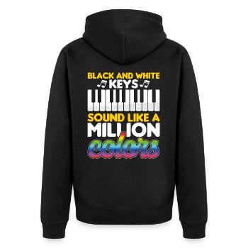 Schwarz-Weiß-Tasten Milion Colors Piano Pianist - Unisex Premium Bio Zip Hoodie - Schwarz - Hinten - Nico (187cm)