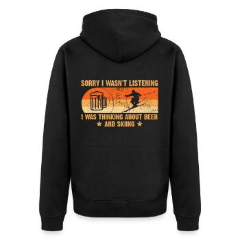 Ski fahren Skifahrer Bier trinken Apres Ski - Unisex Premium Bio Zip Hoodie - Schwarz - Hinten - Nico (187cm)