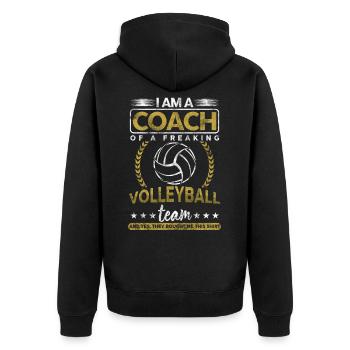 Ich bin ein Trainer eines ausgeflippten Volleyball-Teamgeschenks - Unisex Premium Bio Zip Hoodie - Schwarz - Hinten - Nico (187cm)