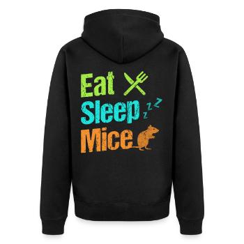 Eat Sleep Mice Rat Mouse Rodent Animal Pet Gift - Unisex Premium Organic Zip Hoodie - black - Back - Nico (187cm)