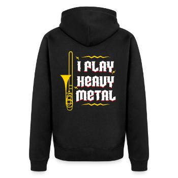 Je joue à vent de joueur de trombone heavy metal - Veste à capuche bio Premium Unisexe - noir - Dos - Nico (187cm)