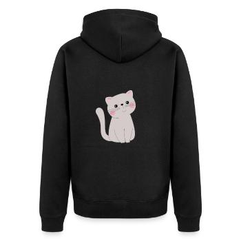 Cute cat - Unisex Premium Organic Zip Hoodie - black - Back - Nico (187cm)