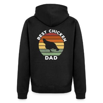 retro vintage Best Chicken Dad gift - Unisex Premium Organic Zip Hoodie - black - Back - Nico (187cm)
