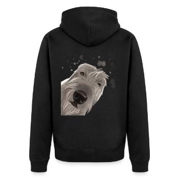 Curious Irish Wolfhound Dog - Unisex Premium Organic Zip Hoodie - black - Back - Nico (187cm)