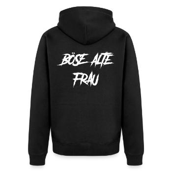 Böse alte Frau Totenkopf Camouflage Tarnmuster - Unisex Premium Bio Zip Hoodie - Schwarz - Hinten - Nico (187cm)
