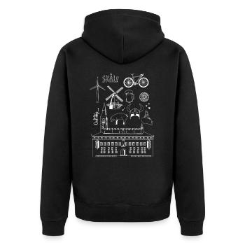 Denmark - Unisex Premium Organic Zip Hoodie - black - Back - Nico (187cm)